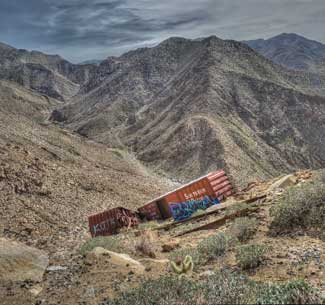 wrecked boxcars